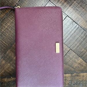 Kate Spade Burgundy Wallet with Gold Zippers